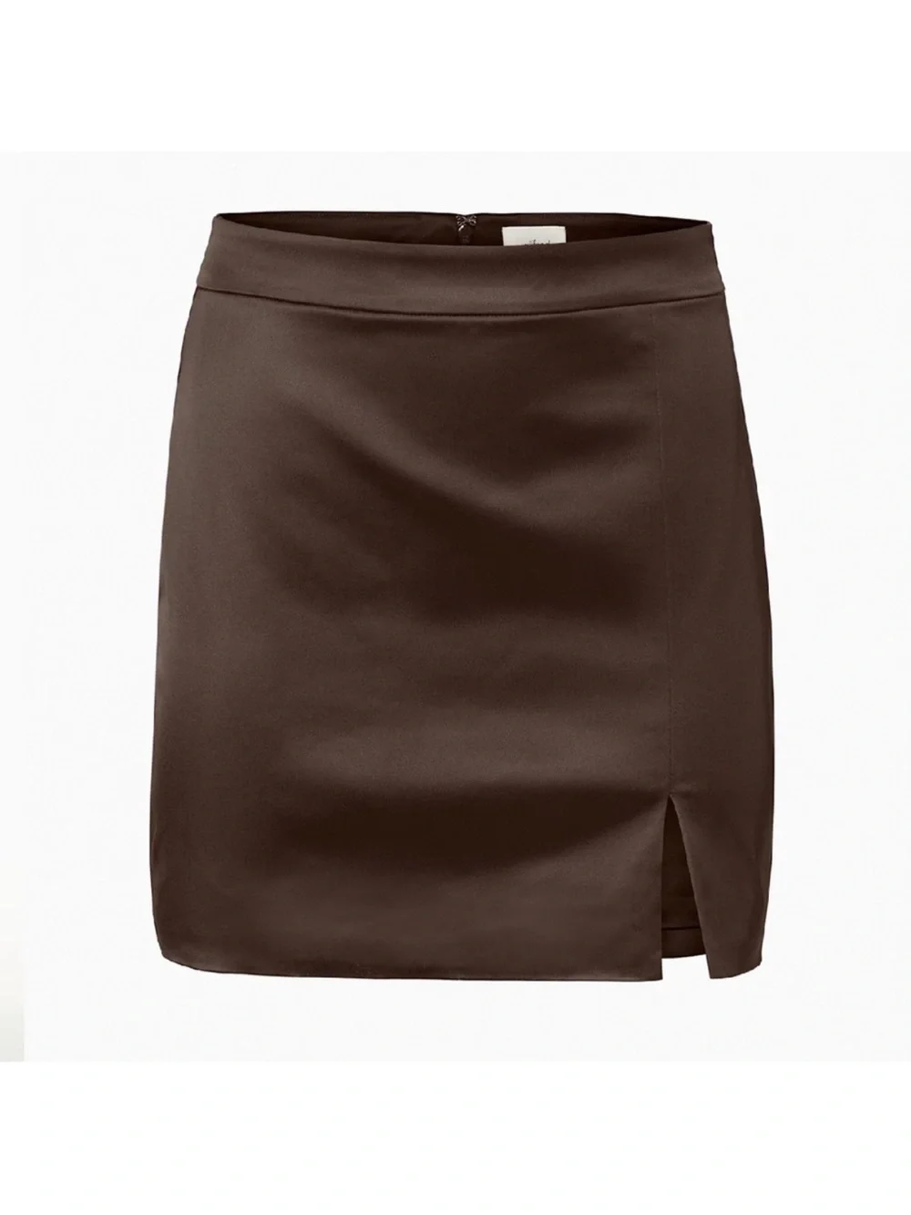 Wilfred Aritzia Satin Mini Skirt with Front Slit - Brown